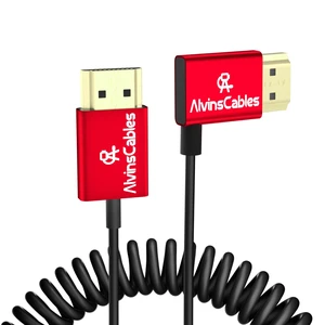 Alvin's Cables HDMI Cable 8K 2.1 48Gbps High Speed 2.4mm Ultra-Thin HDMI A to A 8K@60Hz 4K@120Hz for Canon C70, for Sony A7 A9 Camera, Atomos, SmallHD Monitor, Straight to Right Angle Coiled Alvin's Cables HDMI Cable 8K 2.1 48Gbps High Speed 2.4mm Ultra-Thin HDMI A to A 8K@60Hz 4K@120Hz for Canon C70, for Sony A7 A9 Camera, Atomos, SmallHD Monitor, Straight to Right Angle Coiled