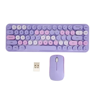 Xiuganpo Colorful Keyboard and Silent Mouse Combo Wireless, 2.4G USB Receiver, 68 Keys Low Consumption Gaming Keyboard and Mouse, 3 Levels Regulable Sensitivity (Purple Theme) Xiuganpo Colorful Keyboard and Silent Mouse Combo Wireless, 2.4G USB Receiver, 68 Keys Low Consumption Gaming Keyboard and Mouse, 3 Levels Regulable Sensitivity (Purple Theme)
