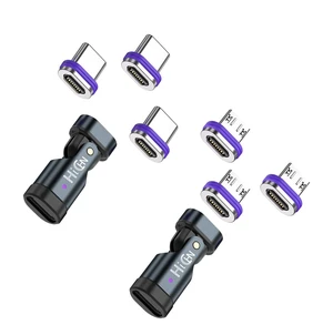 HiCHN PD 240W 16PIN USB C Magnetic Adapter Micro USB Tips Connector 180 Degree Rotate, USB Charging Device and Data Transmission for Smartphone, Notebook (Grey 2 Pack 6 Tips) HiCHN PD 240W 16PIN USB C Magnetic Adapter Micro USB Tips Connector 180 Degree Rotate, USB Charging Device and Data Transmission for Smartphone, Notebook (Grey 2 Pack 6 Tips)