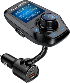 Bluetooth FM Transmitter for Car, 1.44" Display, AUX in/Out, USB-C PD 30W Bluetooth FM Transmitter for Car, 1.44" Display, AUX in/Out, USB-C PD 30W