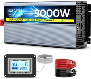 12V 3000W Pure Sine Wave Inverter 12V DC to 110V/120V AC Converter with 4AC Outlets, 5V/3.4A USB, Remote Control with on-Screen Display, Off-Grid Solar Power Inverter for Truck, Home, Vehicles, RV 12V 3000W Pure Sine Wave Inverter 12V DC to 110V/120V AC Converter with 4AC Outlets, 5V/3.4A USB, Remote Control with on-Screen Display, Off-Grid Solar Power Inverter for Truck, Home, Vehicles, RV