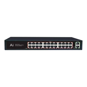24Port Gigabit PoE Switch with 2Uplink Gigabit Ports, 26Port Unmanaged Ethernet PoE Switch with 320W Power, Support IEEE802.3af/at, VLAN, Metal Housing, Plug & Play (EW-24G20GB) 24Port Gigabit PoE Switch with 2Uplink Gigabit Ports, 26Port Unmanaged Ethernet PoE Switch with 320W Power, Support IEEE802.3af/at, VLAN, Metal Housing, Plug & Play (EW-24G20GB)