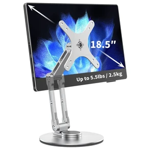 YCNEW Portable Monitor Stand VESA Mount, Tilt & Rotation Joints Use Metal Hinges, Foldable Aluminum Desk Mount for 13-18.5 Inch & up to 5.5 lbs Small Monitors, Suitable for Home Office Travel (Silver) YCNEW Portable Monitor Stand VESA Mount, Tilt & Rotation Joints Use Metal Hinges, Foldable Aluminum Desk Mount for 13-18.5 Inch & up to 5.5 lbs Small Monitors, Suitable for Home Office Travel (Silver)