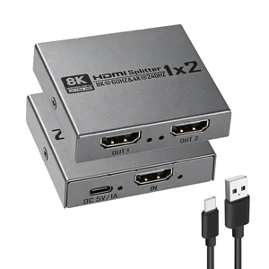 8K@60Hz HDMI 2.1 Splitter 1 in 2 Out, 8K HDMI Splitter 1 in 2 Out Display Duplicate/Mirror Screen, Supports Ultra HD 4K 3D, Compatible for Blu-Ray Player, TV Box, PS3, PS4, Xbox EtcCan not Extend 8K@60Hz HDMI 2.1 Splitter 1 in 2 Out, 8K HDMI Splitter 1 in 2 Out Display Duplicate/Mirror Screen, Supports Ultra HD 4K 3D, Compatible for Blu-Ray Player, TV Box, PS3, PS4, Xbox EtcCan not Extend