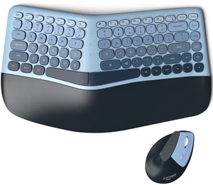 MOFII Wireless Ergonomic Keyboard and Mouse Combo, Split Curved Keyboard with Wrist Rest, Vertical Mouse, 2.4G, for PC Laptop Desktop Mac- Blue Gradient Colorful MOFII Wireless Ergonomic Keyboard and Mouse Combo, Split Curved Keyboard with Wrist Rest, Vertical Mouse, 2.4G, for PC Laptop Desktop Mac- Blue Gradient Colorful