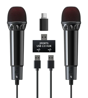 ECHOMUSSY 2Pcs 10Ft Wired USB Microphone for Switch 2&1 Gaming/PS5/PS4/XBOXONE/PC Gaming, Plug and Play, One Button Mute, Dual Karaoke, Directional Pick Up, 179g Golden Weight ECHOMUSSY 2Pcs 10Ft Wired USB Microphone for Switch 2&1 Gaming/PS5/PS4/XBOXONE/PC Gaming, Plug and Play, One Button Mute, Dual Karaoke, Directional Pick Up, 179g Golden Weight