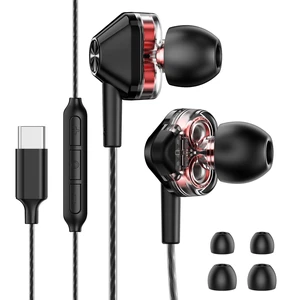 USB-C Wired In-Ear Earbuds with Mic, Dual Driver for Hi-Fi Stereo Sound USB-C Wired In-Ear Earbuds with Mic, Dual Driver for Hi-Fi Stereo Sound