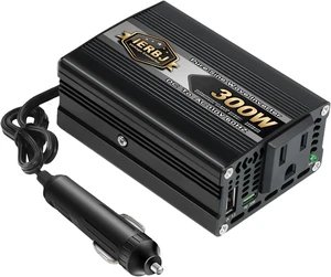 IERBJ 300W Car Power Inverter, DC 12V to AC 110V, Car Plug Adapter Outlet Converter with USB Charging Ports,Type-C Ports,with Cigarette Lighter Socket for Laptop IERBJ 300W Car Power Inverter, DC 12V to AC 110V, Car Plug Adapter Outlet Converter with USB Charging Ports,Type-C Ports,with Cigarette Lighter Socket for Laptop