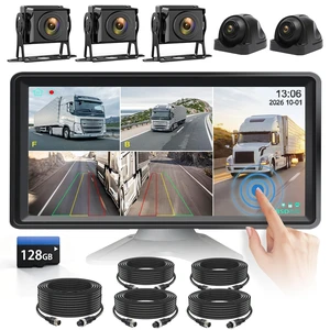 5-Channel Wired Cameras Backup Camera 10.36" HD Monitor Touch Screen with 128GB DVR Recording, IP69 Waterproof Truck Trailer Tractor Rear Side Front 5-Channel Wired Cameras Backup Camera 10.36" HD Monitor Touch Screen with 128GB DVR Recording, IP69 Waterproof Truck Trailer Tractor Rear Side Front