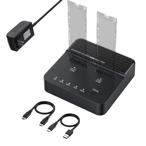 Dual Bay NVMe M.2 SSD Docking Station, USB 3.2 Gen2x2 20Gbps Offline Clone Duplicator, External SSD Enclosure for NVMe M Key B&M Key,Support 2230 2242 2260 2280 22110 SSDs Dual Bay NVMe M.2 SSD Docking Station, USB 3.2 Gen2x2 20Gbps Offline Clone Duplicator, External SSD Enclosure for NVMe M Key B&M Key,Support 2230 2242 2260 2280 22110 SSDs