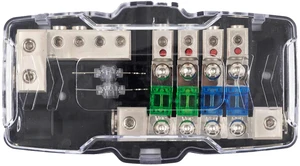 Orvac 0-4 GA 4 Circuit HD Fuse Power Distribution Block wGround Buss for Campers, Cars, Audio, Stereos 30A 60A 80A with Red LED Indicator Orvac 0-4 GA 4 Circuit HD Fuse Power Distribution Block wGround Buss for Campers, Cars, Audio, Stereos 30A 60A 80A with Red LED Indicator