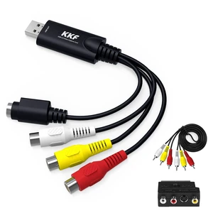 Kkf USB 2.0 Video Capture Card for Streaming VHS to Digital Converter, with Audio Transfer Grabber, Digitize Video DSLR DVD PS3 PS4 Camera Adapter, for Mac, PC or Notebook (IU037B-2) Kkf USB 2.0 Video Capture Card for Streaming VHS to Digital Converter, with Audio Transfer Grabber, Digitize Video DSLR DVD PS3 PS4 Camera Adapter, for Mac, PC or Notebook (IU037B-2)