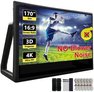Iuoni Inflatable Projector Screen I Air-Tight No-Blower Design,Made from TPU Tarpaulin,for Indoor & Outdoor Use Backyard, Pool, Party, Camping, Movie Night Parties (Black, 170in) Iuoni Inflatable Projector Screen I Air-Tight No-Blower Design,Made from TPU Tarpaulin,for Indoor & Outdoor Use Backyard, Pool, Party, Camping, Movie Night Parties (Black, 170in)