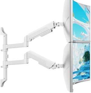 ARES WING 17-40 Inch Ultrawide Vertical Dual Monitor Wall Mount, White ARES WING 17-40 Inch Ultrawide Vertical Dual Monitor Wall Mount, White