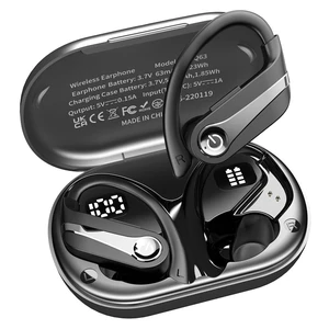 Faxoimu Wireless Earbuds 120H Playback Bluetooth 6.1 Headphones IPX7 Waterproof Stereo Bass Over-Ear Headphones with Earhooks Microphone LED Battery Display for Sports Running Workouts Faxoimu Wireless Earbuds 120H Playback Bluetooth 6.1 Headphones IPX7 Waterproof Stereo Bass Over-Ear Headphones with Earhooks Microphone LED Battery Display for Sports Running Workouts