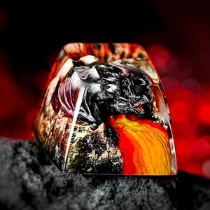 GIKZO Fantasy Black Dragon in Volcano Artisan Keycap, 1U ESC, R1 SA Profile, Custom Handmade Resin Key Cap for Cherry MX Mechanical Keyboard, Gift for Dragon Lover GIKZO Fantasy Black Dragon in Volcano Artisan Keycap, 1U ESC, R1 SA Profile, Custom Handmade Resin Key Cap for Cherry MX Mechanical Keyboard, Gift for Dragon Lover