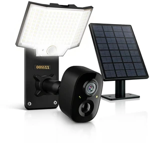 OOSSXX Solar Floodlight Security Camera Outdoor Wireless, 4MP HD 3-in-1 OOSSXX Solar Floodlight Security Camera Outdoor Wireless, 4MP HD 3-in-1