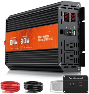 3000W Power Inverter 12V DC to 110V/120V AC Converter, 6000W Peak 3000W Power Inverter 12V DC to 110V/120V AC Converter, 6000W Peak