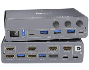 KCEVE KVM Switch 2 Monitors 3 Computers USB C HDMI DP, EDID, 4K@60Hz KCEVE KVM Switch 2 Monitors 3 Computers USB C HDMI DP, EDID, 4K@60Hz