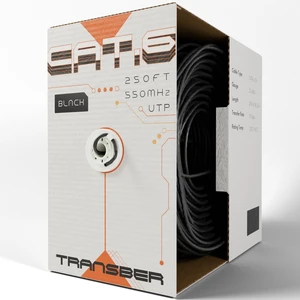Transber, CAT6 250ft Ethernet Cable Solid UTP Up to 10Gbps 550Mhz 23AWG 4x2 Pair Bulk Cable Network PoE++/4PPoE LAN Wire 500-feet Easy Pull Box (Black) Transber, CAT6 250ft Ethernet Cable Solid UTP Up to 10Gbps 550Mhz 23AWG 4x2 Pair Bulk Cable Network PoE++/4PPoE LAN Wire 500-feet Easy Pull Box (Black)