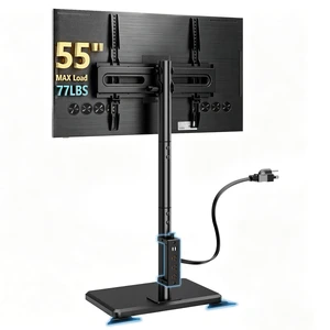 Floor TV Stand with Power Outlet for 26-55 inch TVs up to 77 lbs, Height Adjustable Swivel Tilt TV Stand with Wood Base, Saving Space Design for Bedroom, Living Room and Corner, Black Floor TV Stand with Power Outlet for 26-55 inch TVs up to 77 lbs, Height Adjustable Swivel Tilt TV Stand with Wood Base, Saving Space Design for Bedroom, Living Room and Corner, Black