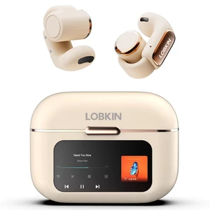 LOBKIN Open Ear Earbuds Clip On Headphones Wireless Bluetooth 5.4 Adaptive Comfortable Clip On Ear Buds with Mic,4GB Storage Lightweight IPX5 Waterproof LED Touchscreen Display Fit Sports(White LOBKIN Open Ear Earbuds Clip On Headphones Wireless Bluetooth 5.4 Adaptive Comfortable Clip On Ear Buds with Mic,4GB Storage Lightweight IPX5 Waterproof LED Touchscreen Display Fit Sports(White