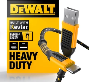 DEWALT Heavy Duty USB to USB C Cable, Jobsite Type-C Cable, High Speed USB-A to Type-C Fast Charging Cord Compatible with iPhone 17/18/16/15 Pro Max, 10ft USB2.0 Black, 2 Pack DEWALT Heavy Duty USB to USB C Cable, Jobsite Type-C Cable, High Speed USB-A to Type-C Fast Charging Cord Compatible with iPhone 17/18/16/15 Pro Max, 10ft USB2.0 Black, 2 Pack