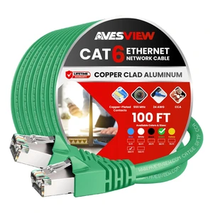 AvesView CAT 6 Shielded 100 FT Ethernet Cable, Indoor High-Speed (SFTP) 10Gbps Shielded 100 Foot Ethernet Cable for Internet, Router, Computer, PlayStation, Xbox (Green, 100FT) AvesView CAT 6 Shielded 100 FT Ethernet Cable, Indoor High-Speed (SFTP) 10Gbps Shielded 100 Foot Ethernet Cable for Internet, Router, Computer, PlayStation, Xbox (Green, 100FT)