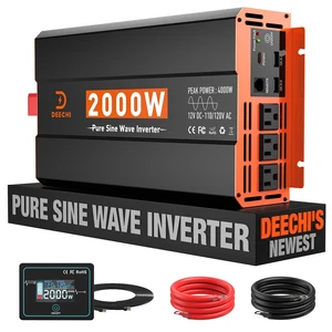 2000W Pure Sine Wave Power Inverter 12V DC to 110V/120V AC Car Converter 2000W Pure Sine Wave Power Inverter 12V DC to 110V/120V AC Car Converter