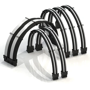 LINKUP ATX 24-Pin PSU Extension Cable ^^ Braided Sleeved, 50cm, Black/White LINKUP ATX 24-Pin PSU Extension Cable ^^ Braided Sleeved, 50cm, Black/White