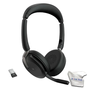 Jabra Evolve2 65 Flex UC Stereo Bluetooth Noise Cancelling Headset (Link380a) Compatible with Mac PC,Smartphones and Tablets - with GTW Microfiber Cloth and Global Teck Gold Support Plan Jabra Evolve2 65 Flex UC Stereo Bluetooth Noise Cancelling Headset (Link380a) Compatible with Mac PC,Smartphones and Tablets - with GTW Microfiber Cloth and Global Teck Gold Support Plan