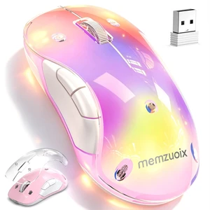 qaf 2.4G Wireless RGB Rechargeable Mouse, Transparent Computer Mouse with Detachable Magnetic DIY Cover,1400 DPI Optical Tracking, 5 Buttons, USBC Charging for Laptop PC Desktop MacBook (Pink) qaf 2.4G Wireless RGB Rechargeable Mouse, Transparent Computer Mouse with Detachable Magnetic DIY Cover,1400 DPI Optical Tracking, 5 Buttons, USBC Charging for Laptop PC Desktop MacBook (Pink)