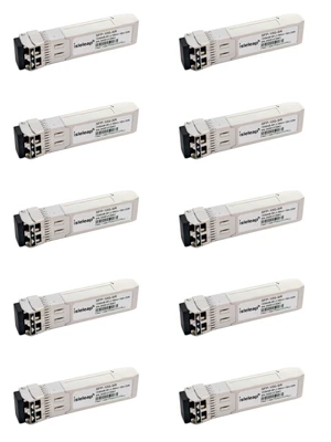 10 Pack Isleleap 10G SFP+ SR Transceiver, 10GBase-SR Duplex LC MMF Optical Module, 850nm, DDM, up to 300m, Network Switch Connectivity (10 Pack) 10 Pack Isleleap 10G SFP+ SR Transceiver, 10GBase-SR Duplex LC MMF Optical Module, 850nm, DDM, up to 300m, Network Switch Connectivity (10 Pack)