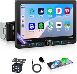 Single Din Car Stereo with Wireless Apple CarPlay, 7 Inch Touchscreen Radio Single Din Car Stereo with Wireless Apple CarPlay, 7 Inch Touchscreen Radio