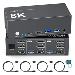 KVM Switch 3 Monitors 2 Computers, HDMI + DisplayPort, 8K@60Hz KVM Switch 3 Monitors 2 Computers, HDMI + DisplayPort, 8K@60Hz