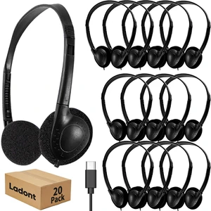 Ladont 20 Pack Kids Headphones with Type-C Connector, Bulk USB C Headset for Chromebook, Mixed Color School Headphones for Children Teens(Black) Ladont 20 Pack Kids Headphones with Type-C Connector, Bulk USB C Headset for Chromebook, Mixed Color School Headphones for Children Teens(Black)