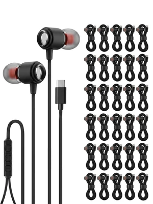 Ember 30 Pack USB C Headphones Wired Earbuds for iPhone 17 16 15 Pro Max, Hi-Fi Type C Earbuds with Mic, Bulk Wired Headphones USB C for School Classroom Lab Library, Volume Control, Black Ember 30 Pack USB C Headphones Wired Earbuds for iPhone 17 16 15 Pro Max, Hi-Fi Type C Earbuds with Mic, Bulk Wired Headphones USB C for School Classroom Lab Library, Volume Control, Black