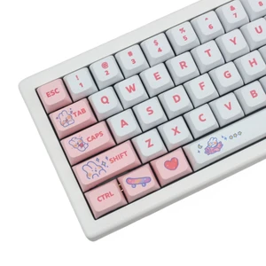 Cmokifuly Animal Rabbit Custom Cute Bunny Keys for Mechanical Keyboard, 130 Keys PBT Dye Sublimation Keycaps (Pink Bunny) Cmokifuly Animal Rabbit Custom Cute Bunny Keys for Mechanical Keyboard, 130 Keys PBT Dye Sublimation Keycaps (Pink Bunny)