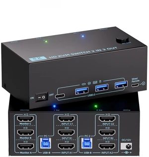 8K HDMI KVM Switch 3 Monitors 2 Computers 4K120Hz Triple Monitor KVM Switch 8K HDMI KVM Switch 3 Monitors 2 Computers 4K120Hz Triple Monitor KVM Switch