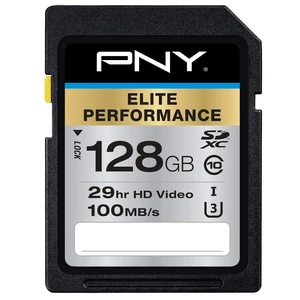 PNY 128GB Elite Performance Class 10 U3 SDXC Flash Memory Card - 95MB/s, Class 10, U3, 4K UHD, Full HD, UHS-I, Full Size SD PNY 128GB Elite Performance Class 10 U3 SDXC Flash Memory Card - 95MB/s, Class 10, U3, 4K UHD, Full HD, UHS-I, Full Size SD