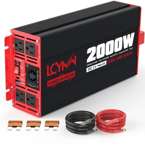 2000 Watts Pure Sine Wave Power Inverter 12V DC to 110V 120V AC Converter for Home RV Off Grid Truck Solar System Inverters with Type-C PD30W USB QC3.0 Port 4 AC Outlets LCD Display and Remote Control 2000 Watts Pure Sine Wave Power Inverter 12V DC to 110V 120V AC Converter for Home RV Off Grid Truck Solar System Inverters with Type-C PD30W USB QC3.0 Port 4 AC Outlets LCD Display and Remote Control