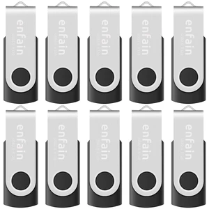 Enfain 32GB USB 2.0 Flash Drive 10-Pack - Swivel Design, Reliable Data Storage for Home, Office, School - Bulk USB Memory Sticks Compatible with PC, Laptop, Mac (Black) Enfain 32GB USB 2.0 Flash Drive 10-Pack - Swivel Design, Reliable Data Storage for Home, Office, School - Bulk USB Memory Sticks Compatible with PC, Laptop, Mac (Black)