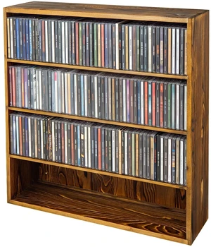 MyGift Wall Mounted CD Storage Cabinet 4-Tier Solid Wood Media Organizer Holds 212 CDs, Rustic Toasted Brown Display Rack for Living Room, Office and Home Decor MyGift Wall Mounted CD Storage Cabinet 4-Tier Solid Wood Media Organizer Holds 212 CDs, Rustic Toasted Brown Display Rack for Living Room, Office and Home Decor