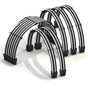 LINKUP ATX 24-Pin PSU Extension Cable ^^ Braided Sleeved, 50cm, White/Black LINKUP ATX 24-Pin PSU Extension Cable ^^ Braided Sleeved, 50cm, White/Black