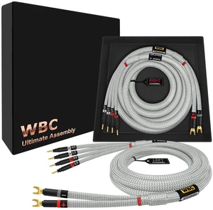 WORLDS BEST CABLES 3 Foot Ultimate - 7 AWG - Ultra-Pure OFC Extra Premium Audiophile HiFi Bi-Wire Speaker Cable Pair with Eminence Gold Spade (x2) & Banana (x4) Plugs & Silver Tweed Jacket WORLDS BEST CABLES 3 Foot Ultimate - 7 AWG - Ultra-Pure OFC Extra Premium Audiophile HiFi Bi-Wire Speaker Cable Pair with Eminence Gold Spade (x2) & Banana (x4) Plugs & Silver Tweed Jacket