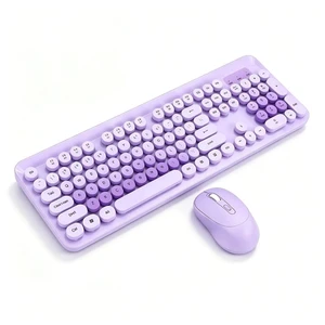 EBTOOLS Wireless Keyboard and Mouse Combo, 2.4GHz Plug and Play with Retro Round Keycaps and Quiet Clicks, Numeric Keypad and Multimedia Hotkeys, Compatible with PC Laptop Desktop (Purple) EBTOOLS Wireless Keyboard and Mouse Combo, 2.4GHz Plug and Play with Retro Round Keycaps and Quiet Clicks, Numeric Keypad and Multimedia Hotkeys, Compatible with PC Laptop Desktop (Purple)