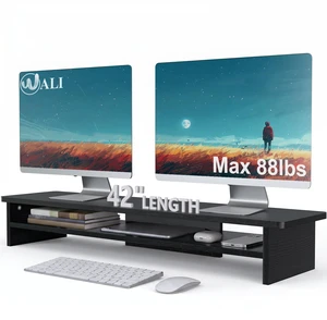 WALI 42 inch Large Wood Dual Monitor Stand Riser with Storage, up to 88lbs WALI 42 inch Large Wood Dual Monitor Stand Riser with Storage, up to 88lbs