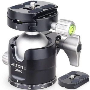 Low Profile Camera Tripod Head with 2 Arca Quick Release Plates 40mm Aluminium 360 Rotating Panoramic Ball Head Load 44lbs/20kg Low Profile Camera Tripod Head with 2 Arca Quick Release Plates 40mm Aluminium 360 Rotating Panoramic Ball Head Load 44lbs/20kg