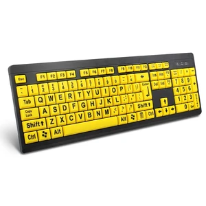 BOOGIIO Large Print Computer Keyboard, Wired USB High Contrast Keyboard with Oversized Print Letters for Visually Impaired Low Vision Individuals (Yellow+Black) BOOGIIO Large Print Computer Keyboard, Wired USB High Contrast Keyboard with Oversized Print Letters for Visually Impaired Low Vision Individuals (Yellow+Black)