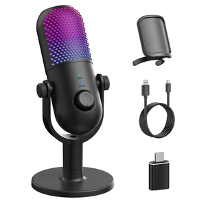 USB Microphone for PC Gaming: Condenser Microphone RGB for Gamer with Stand Mic - Recording Mic for Computer&Laptop with Qiuck Mute - Desk Podcast Mic for Podcast & Singing & Streaming & Youtube Black USB Microphone for PC Gaming: Condenser Microphone RGB for Gamer with Stand Mic - Recording Mic for Computer&Laptop with Qiuck Mute - Desk Podcast Mic for Podcast & Singing & Streaming & Youtube Black
